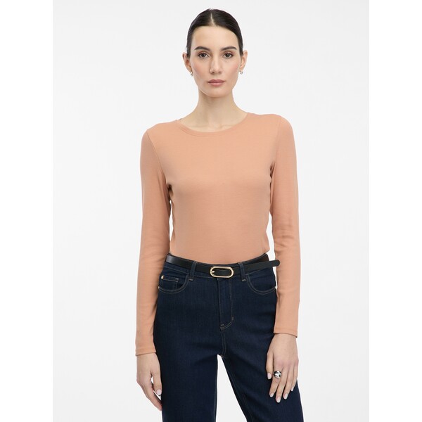 Jasnobrązowa koszulka damska z długim rękawem ORSAY 1000898A00238