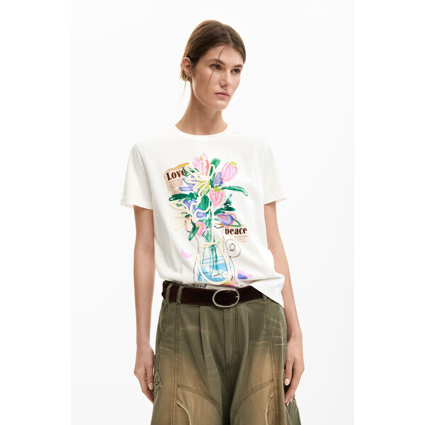 Desigual koszulka z nadrukiem wazon 26SWTKXP1000