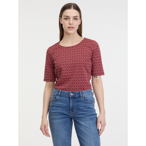 Czerwona wzorzysta koszulka damska ORSAY 180196224000