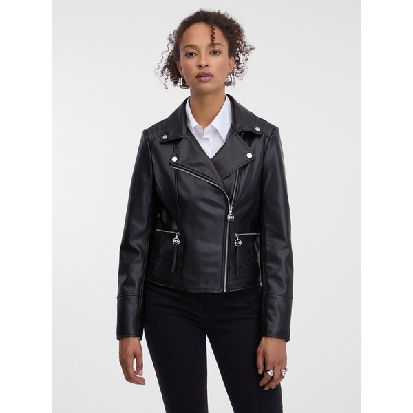 Czarna damska kurtka z imitacji skóry ORSAY 1002006A00877