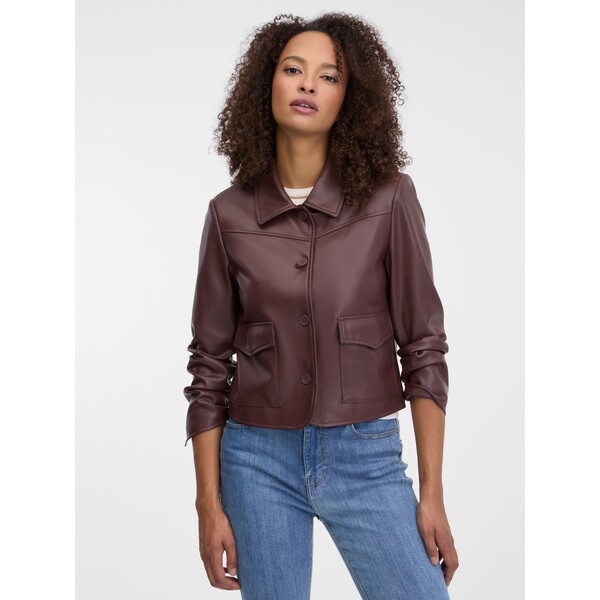 Ciemnobrązowa damska kurtka z imitacji skóry ORSAY 1002168A00461