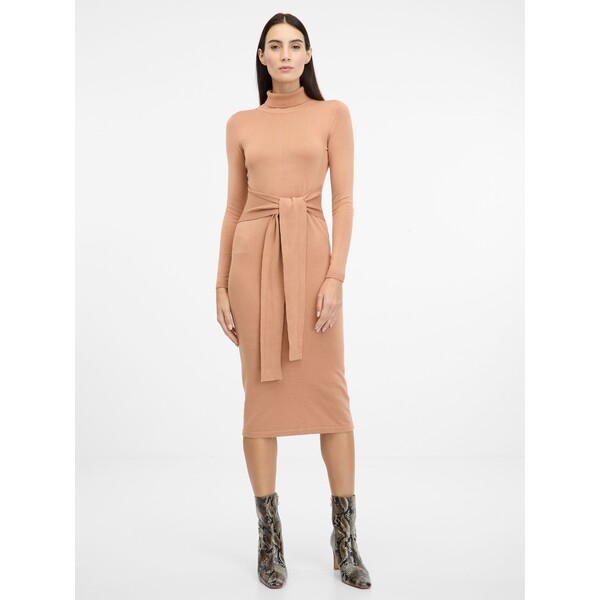 Jasnobrązowa sukienka midi ORSAY 1001135A00238