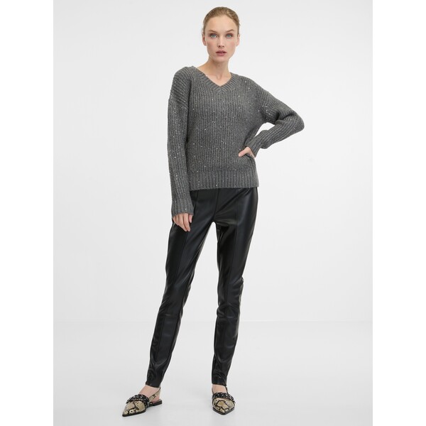 Czarne skórzane spodnie damskie ORSAY 1000937A00877