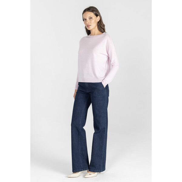 Deni Cler Różowy sweter z cienkiej wełny T-DC-S473-E5-90-31-1