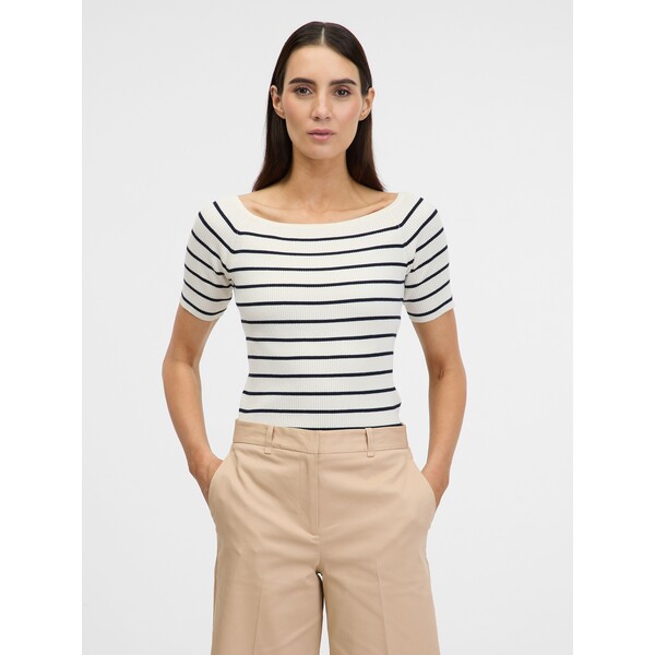 Kremowa koszulka damska z trzema czwartymi rękawów ORSAY 1000818044000