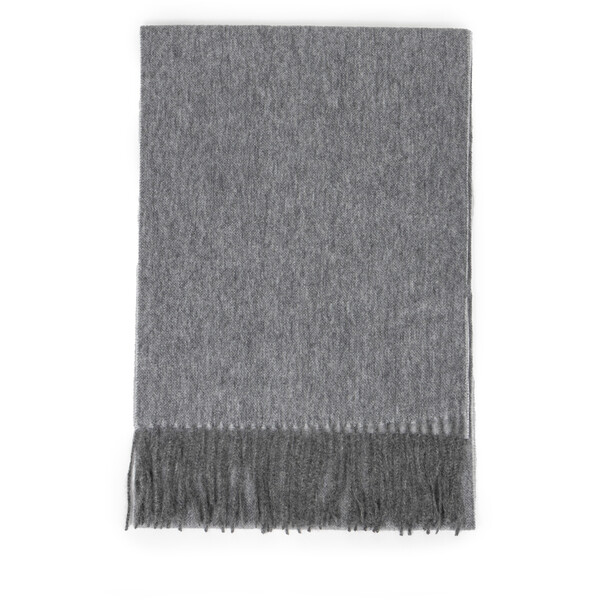 Deni Cler Szary szal z kaszmiru z frędzlami T-DC-C163-E5-85-81-1