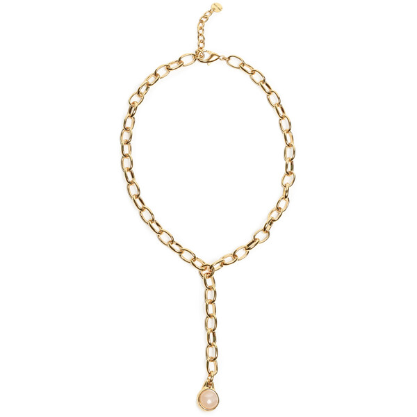 Deni Cler Naszyjnik z dużych ogniwa łańcuszka ozdobiony kamieniem T-DC-J054-E5-78-23-1