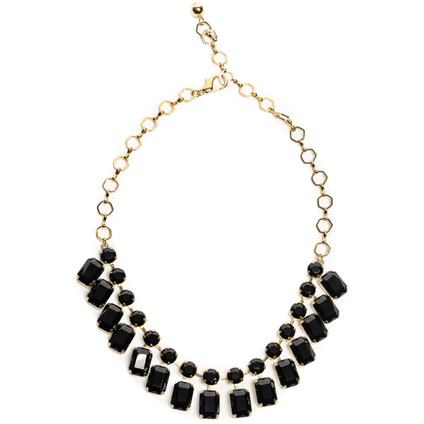 Deni Cler Złoty naszyjnik z czarnymi kryształami T-DC-J051-E5-78-23-1