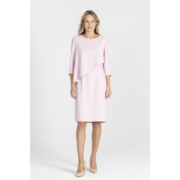 Deni Cler Różowa sukienka z asymetryczną górą W-DC-3364-E5-L7-31-1