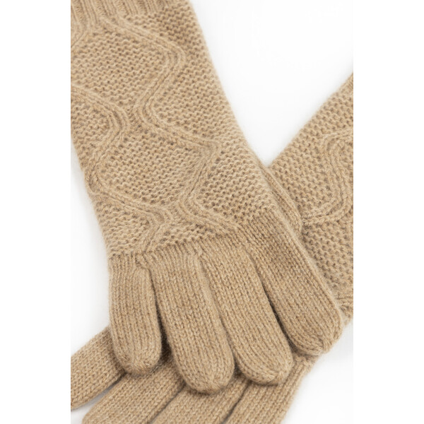 Deni Cler Rękawiczki z kaszmiru od odcieniu kamelu T-DC-L56D-E5-85-13-1