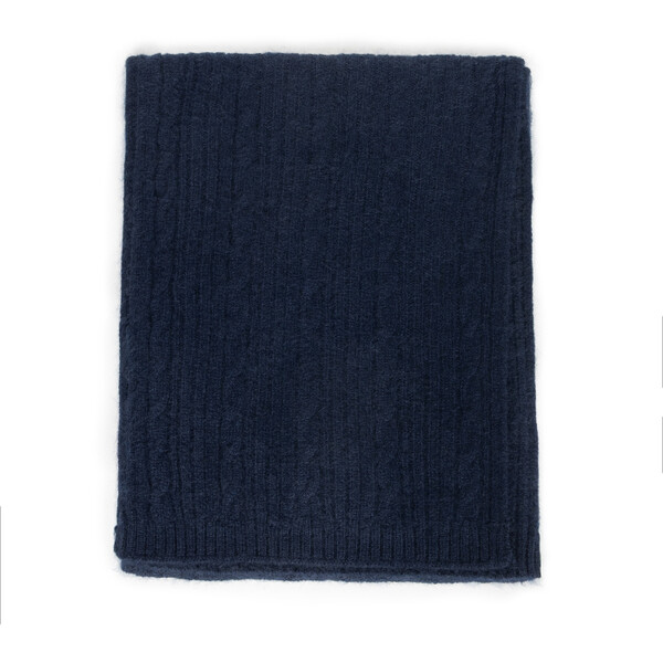 Deni Cler Granatowy szal z ozdobnym splotem z kaszmiru T-DC-C156-E5-85-58-1