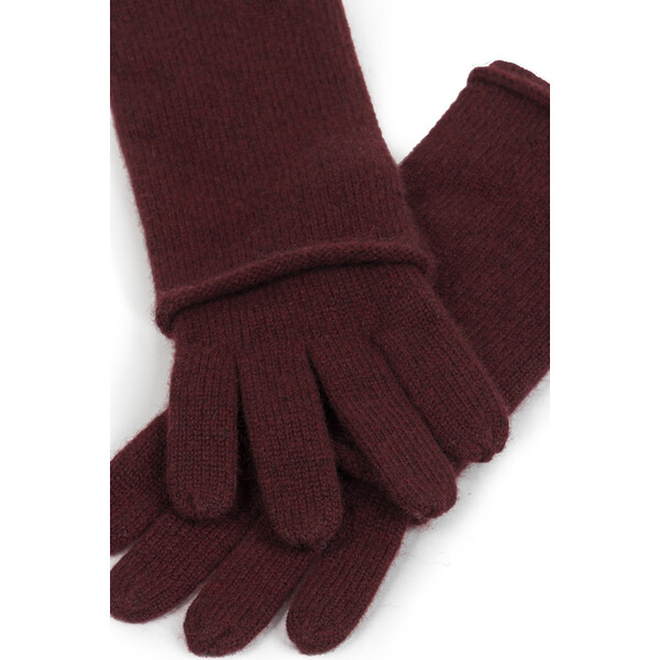Deni Cler Długie kaszmirowe rękawiczki od odcieniu burgundowym T-DC-L54D-E5-85-39-1