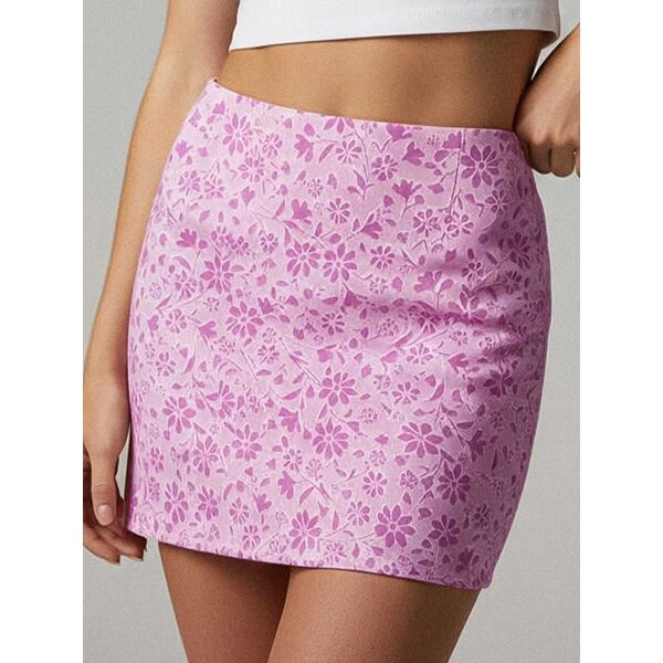 Sinsay Spódnica mini z rozcięciem i kwiatowym wzorem 0589T-40P