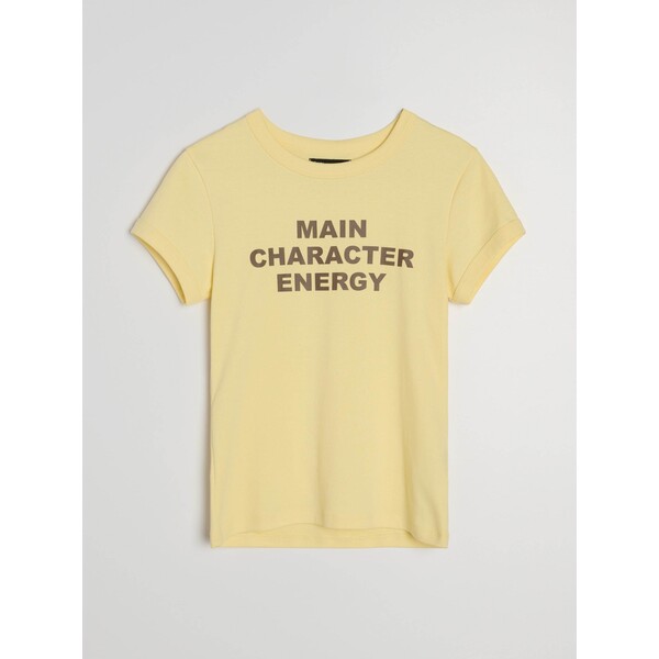 Sinsay Bawełniana koszulka z napisem 090HB-11J