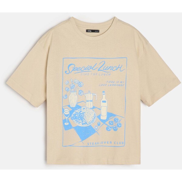 Sinsay Bawełniana koszulka z nadrukiem 109HA-02X