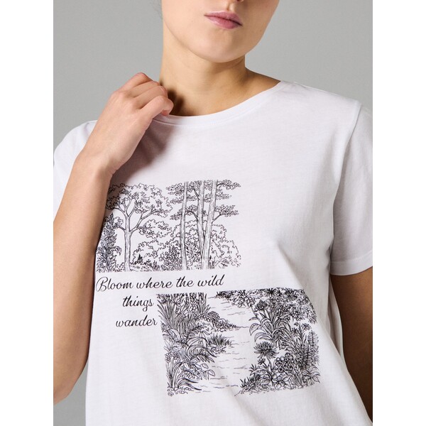 Sinsay Bawełniana koszulka z napisem 000HB-00M