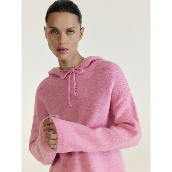 Reserved Sweter z kapturem z wełną 728II-30M