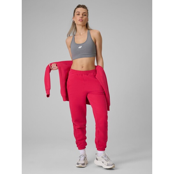 4F Spodnie dresowe joggery damskie - czerwone 4FWMM00TTROF1138-62S