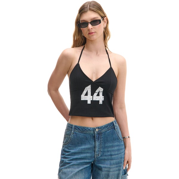 Cropp Czarna koszulka z wiązaniem na szyi 649CU-99X