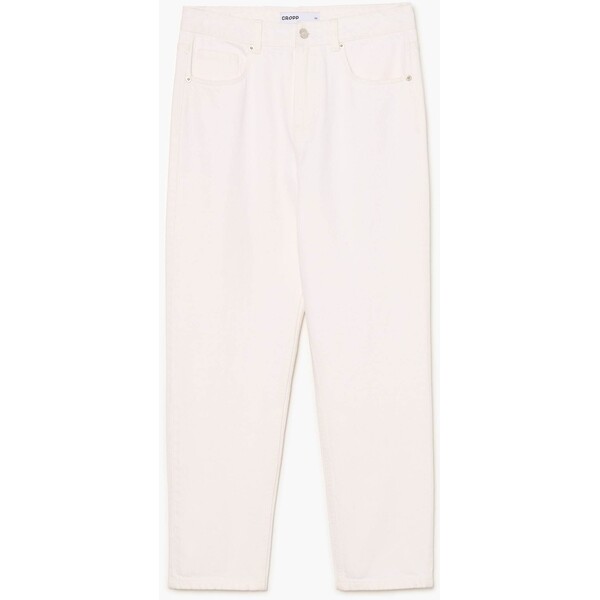 Cropp Kremowe jeansy mom z efektem sprania 528HX-01J