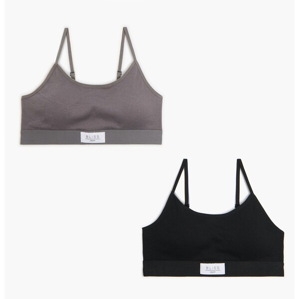 Cropp 2 pack prążkowanych staników z naszywką 522IF-99X
