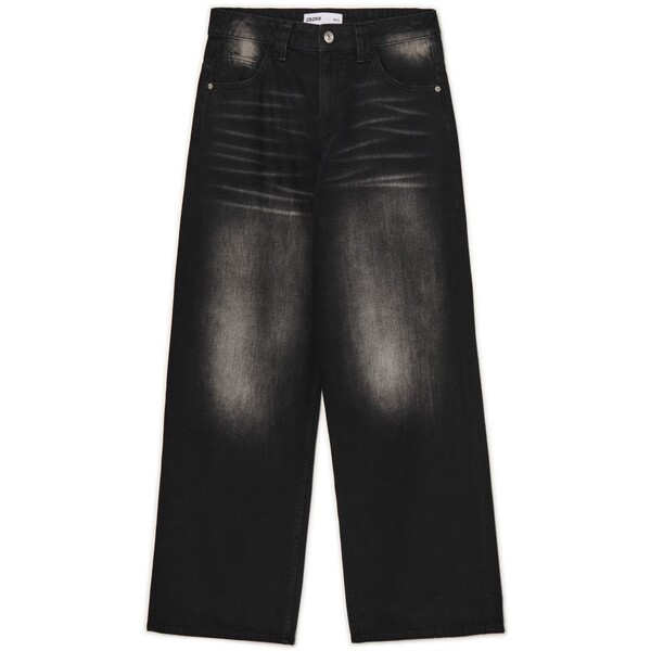 Cropp Czarne jeansy baggy z efektem sprania PETITE 546HX-99J