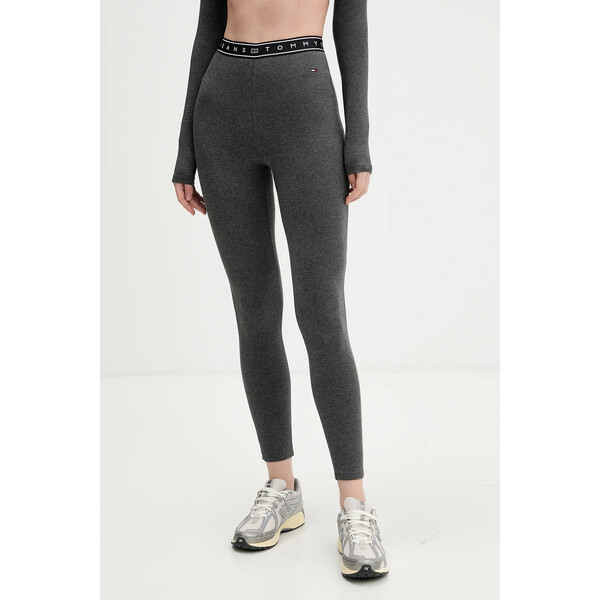 Tommy Jeans legginsy  damskie kolor szary gładkie DW0DW22554