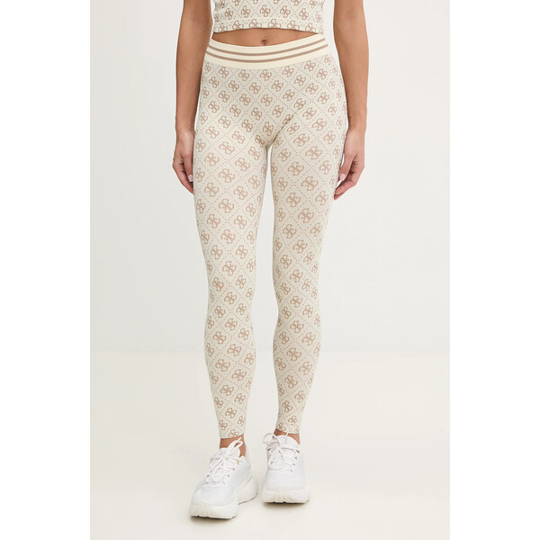 Guess legginsy RHOMBUS  damskie kolor beżowy wzorzyste V5BB13 K2000 V5BB13.K2000
