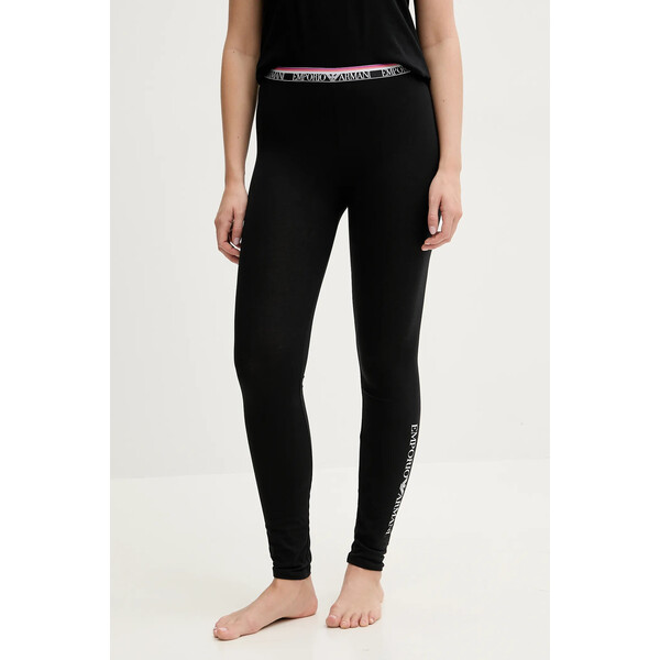 Emporio Armani Underwear legginsy lounge  damskie kolor czarny z nadrukiem EW000414 AF10883 EW000414.AF10883