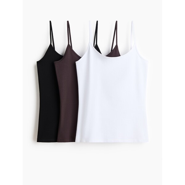 H&M Bawełniany top na ramiączkach 3-pak 1322041