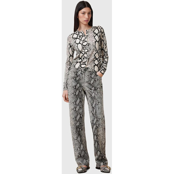 AllSaints spodnie skórzane SAIGE  damskie kolor szary proste medium waist W012TC