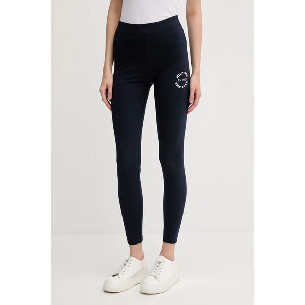 Tommy Hilfiger legginsy  damskie kolor granatowy z nadrukiem UW0UW05893
