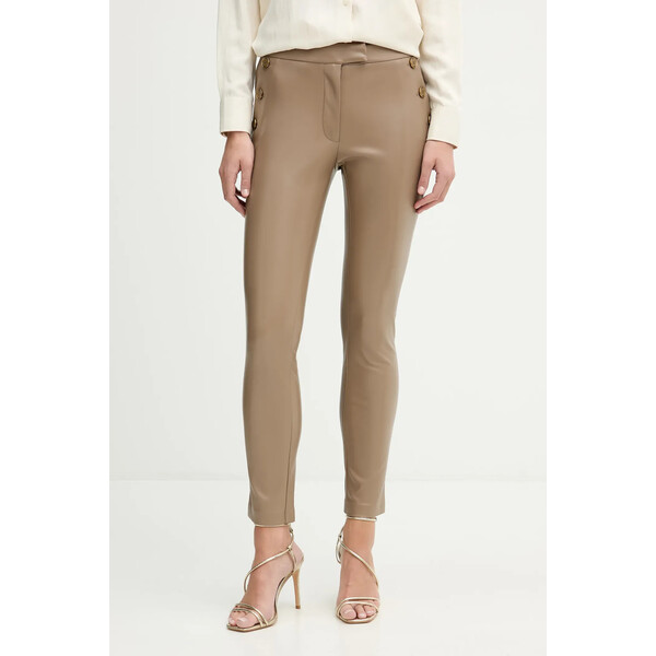 marciano by guess Marciano Guess spodnie FERGIE  damskie kolor beżowy dopasowane high waist 5YGB16 7363A 5YGB16.7363A