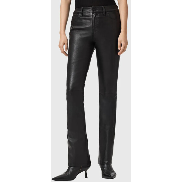 AllSaints spodnie skórzane  damskie kolor czarny proste high waist W077TD