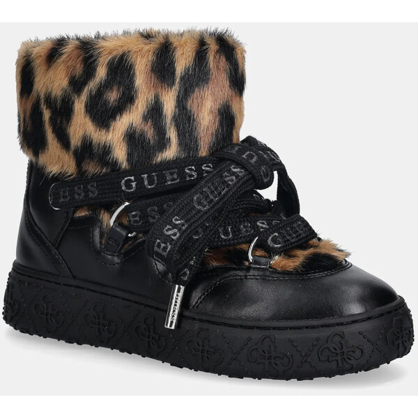 Guess śniegowce UNESSA  kolor czarny FLFUEK FUR10 FLFUEK.FUR10.LEOPA