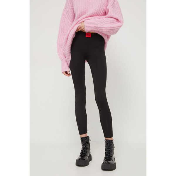 HUGO legginsy lounge LEGGINGS THERMAL  kolor czarny gładkie 50492277