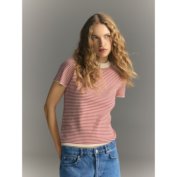 Reserved Bawełniany t-shirt w paski 976EG-33X