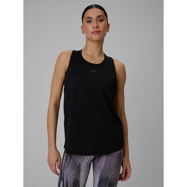 4F Top loose treningowy szybkoschnący damski - czarny 4FWMM00TLONF431-20S