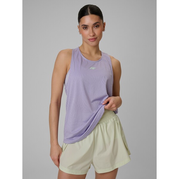 4F Top loose treningowy szybkoschnący damski - fioletowy 4FWAW24TSLEF107-50S