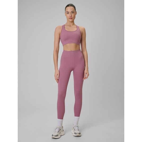 4F Legginsy treningowe bezszwowe damskie - różowe 4FRAW24TFSTF047-54S