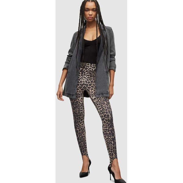 AllSaints legginsy LEPPO STIRUP LEGGING  damskie kolor brązowy wzorzyste WP030Y