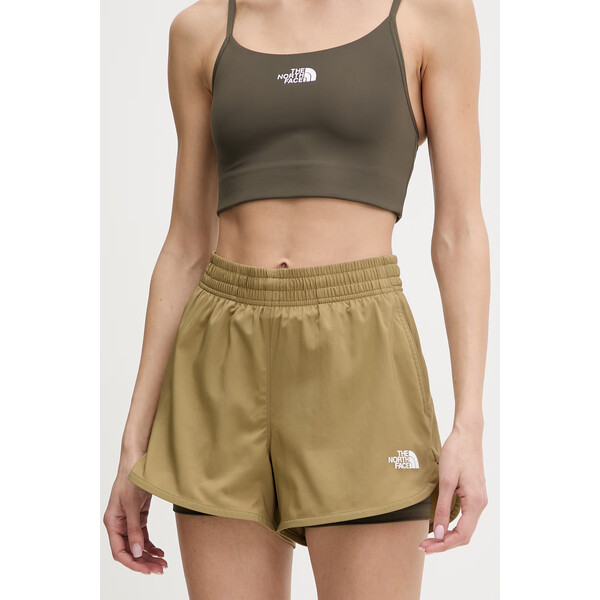 The North Face szorty treningowe FLEX  damskie kolor zielony gładkie high waist NF0A8FBWJV41