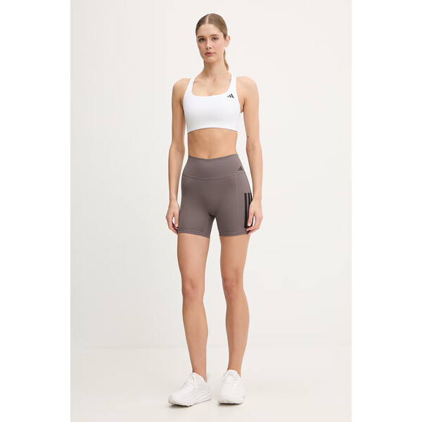 adidas Performance szorty treningowe Optime  damskie kolor brązowy z nadrukiem medium waist JZ1099