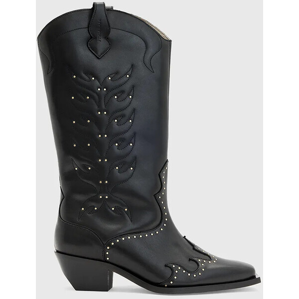 AllSaints kowbojki skórzane Carina Boot  damskie kolor czarny na słupku W061FD