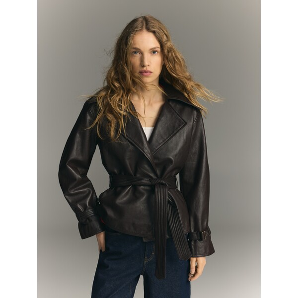 Reserved Skórzana kurtka z kołnierzem 039GR-89X