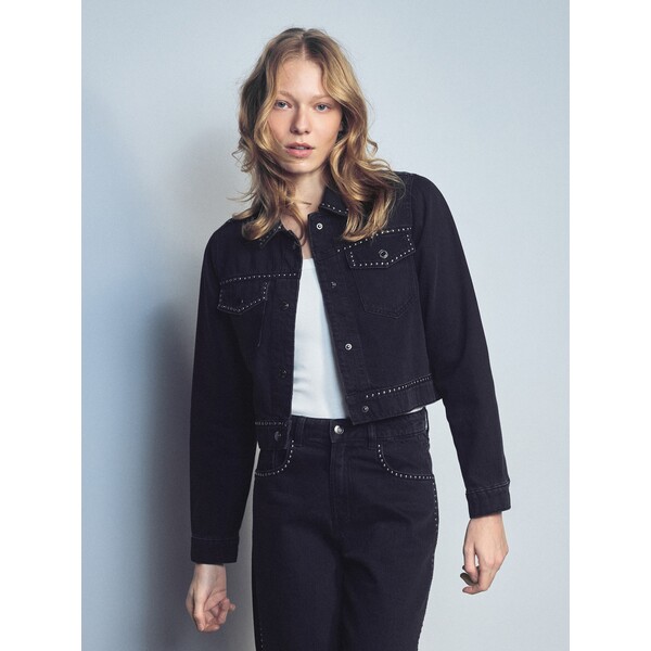 Reserved Jeansowa kurtka z dżetami 127IL-99J