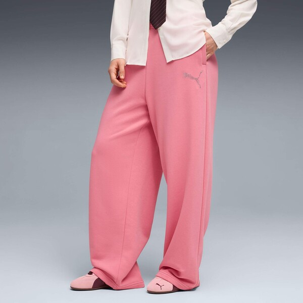 Puma Damskie luźne spodnie Essentials Graphics Bedazzled Wild Pink
