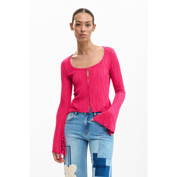 Desigual Dopasowana koszulka z kokardkami 26SWTK193002