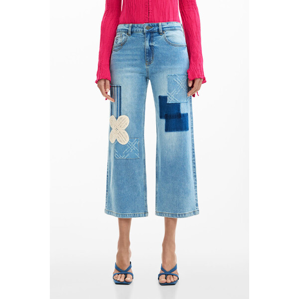 Desigual Spodnie dżinsowe patch crochet 26SWDD245053