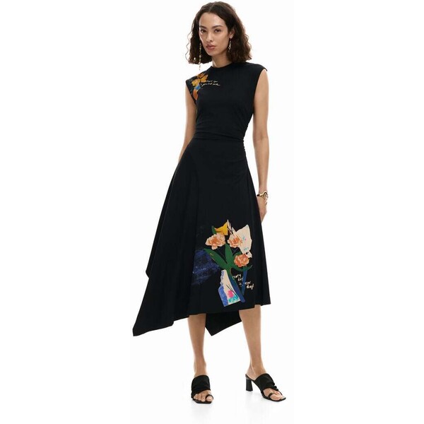 Desigual Asymetryczna sukienka w kwiaty 26SWVK502000